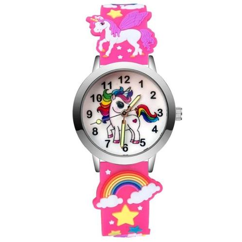 Fako® - Kinderhorloge - 3D - Eenhoorn Hart - Fluor Roze, Sieraden, Tassen en Uiterlijk, Horloges | Kinderen, Verzenden