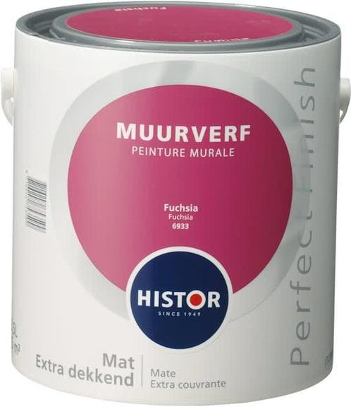 Histor Perfect Finish Muurverf Mat - Fuchsia 6933 - 2,5 L..., Doe-het-zelf en Verbouw, Verf, Beits en Lak, Verf, Overige kleuren
