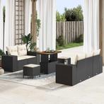 vidaXL Tuin Sofa Set met kussen 8 pcs Zwart en crème 90 x 55, Tuin en Terras, Tuinsets en Loungesets, Verzenden, Nieuw, Rotan