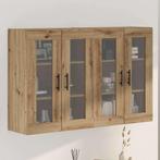 vidaXL Wandgemonteerde Kasten 2 pcs Artisan eik en Zwart, Huis en Inrichting, Kasten | Buffetkasten, Minder dan 50 cm, Verzenden