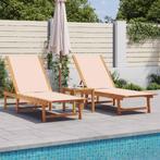vidaXL Ligbedden 2 st massief acaciahout en textileen, Tuin en Terras, Verzenden, Nieuw