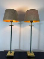 Lamp - **Elegante, Klassieke Tafellampen met Messing Voet,