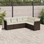 vidaXL 6-delige Loungeset met kussens poly rattan bruin, Verzenden, Nieuw, Rotan, Loungeset
