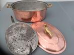 Kookpan - Zeer grote koperen braadpan met tinnen bekleding -, Antiek en Kunst, Antiek | Keukenbenodigdheden