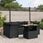 vidaXL 7-delige Loungeset met kussens poly rattan zwart, Verzenden, Nieuw, Rotan, Loungeset