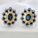 Zonder minimumprijs - Oorbellen Verguld Saffier - 18K goud, Sieraden, Tassen en Uiterlijk, Oorbellen, Nieuw