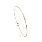 Gouden Venetiaanse schakel armband met parel | 18 cm, Gebruikt, Overige kleuren, Ophalen of Verzenden, Met edelsteen