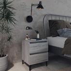 vidaXL Nachtkastje met metalen poten 40x35x50 cm grijs, Minder dan 45 cm, Verzenden, Nieuw, Minder dan 55 cm