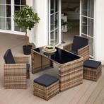 Wicker zitgroep Palermo 2+2+1 - zwart / grijs, Tuin en Terras, Nieuw, Verzenden