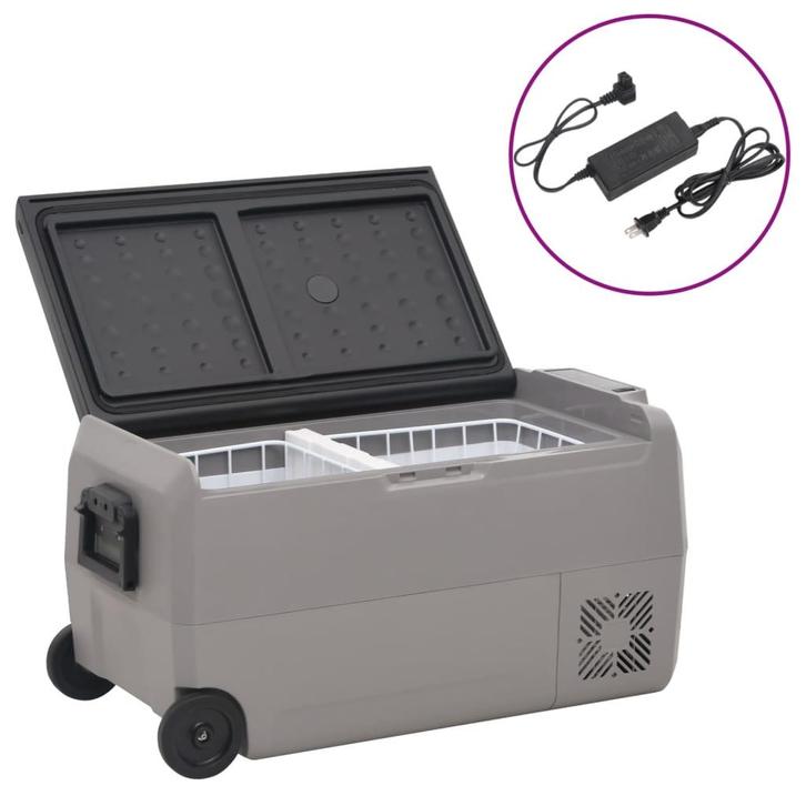 vidaXL Koelbox met wielen en adapter 50 L PP en PE zwart en, Witgoed en Apparatuur, Koelkasten en IJskasten, Nieuw, Verzenden