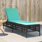 vidaXL Ligstoel met kussen, zwart polyrotan, Tuin en Terras, Verzenden, Nieuw
