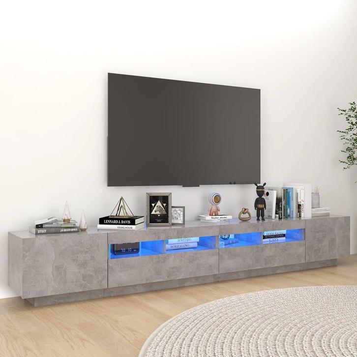 vidaXL Tv-meubel met LED-verlichting 260x35x40 cm betongrijs, Huis en Inrichting, Kasten | Televisiemeubels, 25 tot 50 cm, Nieuw