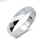 Zilveren diamond cut 4 mm ring, Sieraden, Tassen en Uiterlijk, Ringen, Verzenden, Nieuw, Zilver