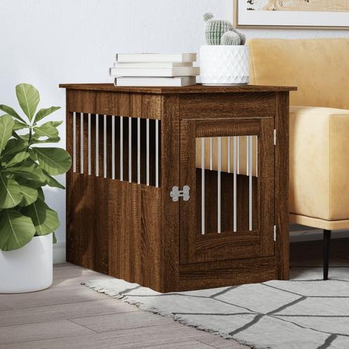 vidaXL Hondenbench 55 x 80 x 68 cm bewerkt hout bruin, Dieren en Toebehoren, Hondenhokken, Nieuw, Verzenden