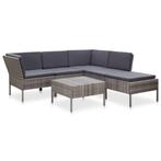 vidaXL 6-delige Loungeset met kussens poly rattan grijs, Verzenden, Nieuw, Rotan, Loungeset