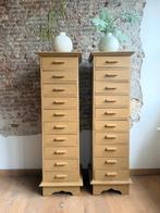 Ladekast - Hout - Set van twee vintage ladekasten met tien