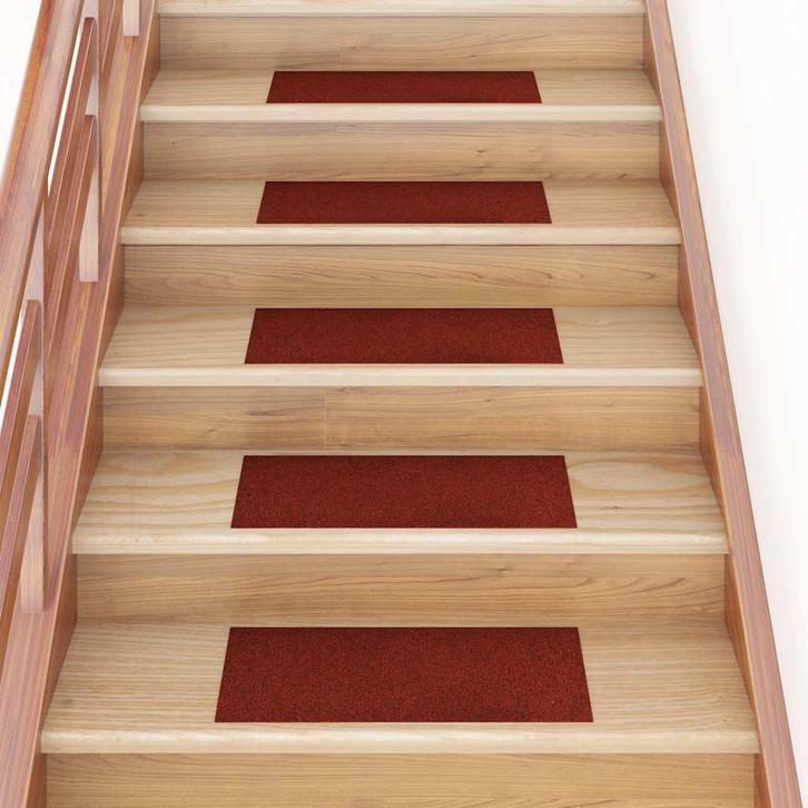 vidaXL Trapmatten Zelfklevend 15 stuks 60x25 cm Bordeaux, Doe-het-zelf en Verbouw, Ladders en Trappen, Nieuw, Verzenden