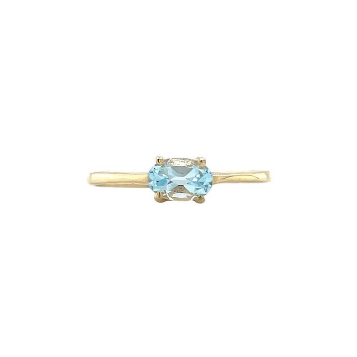 Gouden solitair ring met aquamarijn 14 karaat* nieuw, Sieraden, Tassen en Uiterlijk, Ringen, Blauw, Zo goed als nieuw, Goud, Verzenden