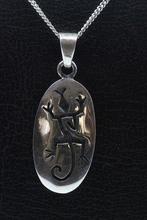 Zilveren Indiaan Hagedis ovaal hopi style ketting hanger, Sieraden, Tassen en Uiterlijk, Verzenden, Nieuw