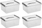 Sunware Q-line Opbergbox Transparant/Grijs 15 liter - Set, Nieuw, Verzenden