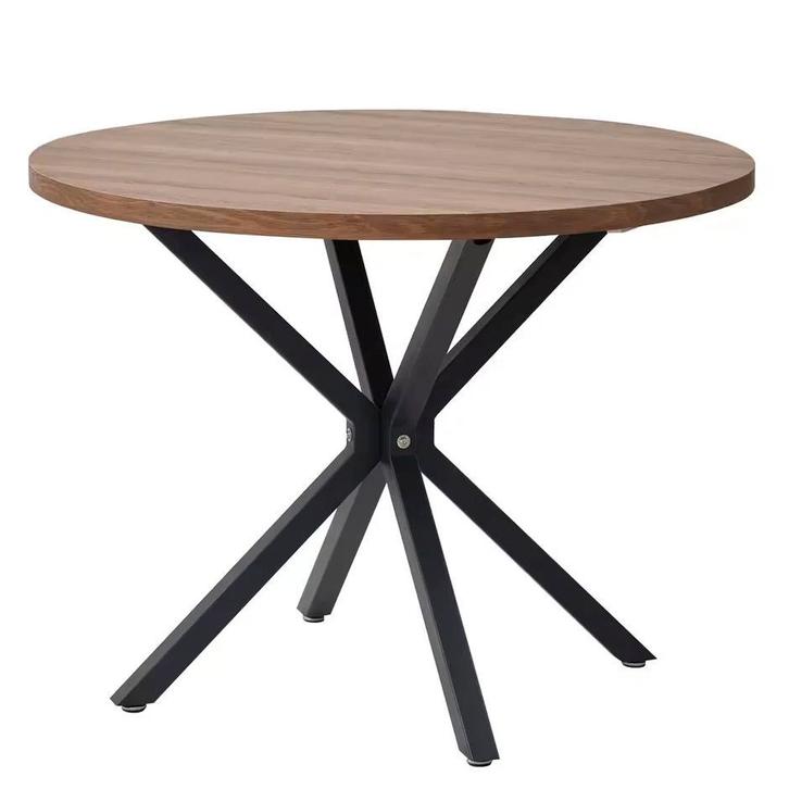 Nordic Ronde Tafel – Houten Salontafel met Stalen Frame, Huis en Inrichting, Tafels | Eettafels, Nieuw, 100 tot 150 cm, Rond, Verzenden
