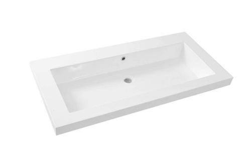 Vision kunstmarmer wastafel zonder kraangat 100x47 wit, Huis en Inrichting, Badkamer | Badkamermeubels, Nieuw, Verzenden