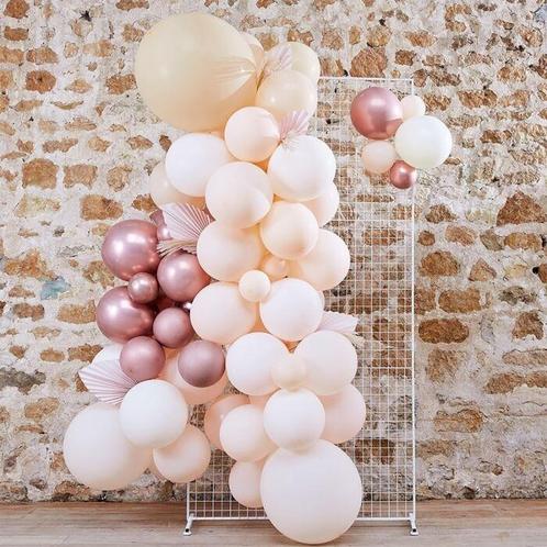 Ballonnen Backdrop Set Rozegoud/Wit/Roze (70st), Hobby en Vrije tijd, Feestartikelen, Nieuw, Ophalen of Verzenden