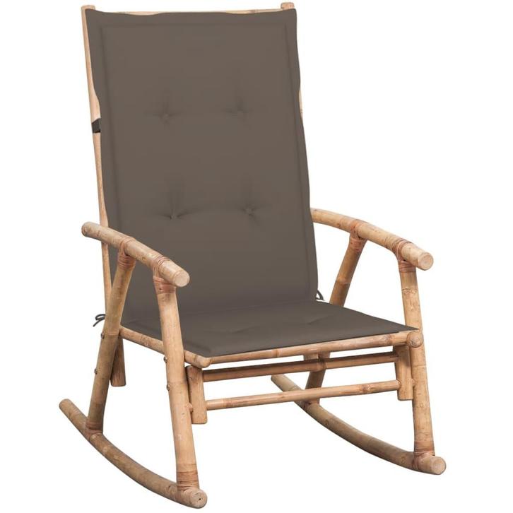 vidaXL Schommelstoel met kussen bamboe, Tuin en Terras, Tuinstoelen, Nieuw, Hout, Verzenden