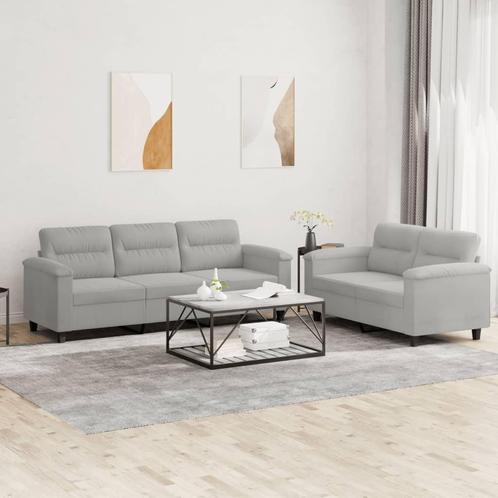 vidaXL 2-delige Loungeset met kussens microvezelstof, Huis en Inrichting, Banken | Bankstellen, Nieuw, Stof, Vierpersoons of meer