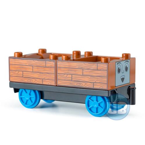 Trein wagon onderstel met bruine containers, Kinderen en Baby's, Speelgoed | Duplo en Lego, Nieuw, Verzenden
