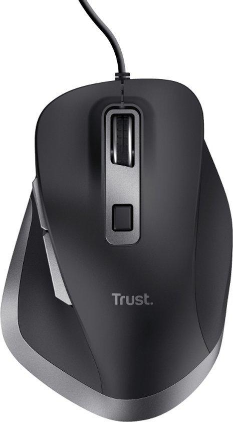 Trust Fyda ECO - Bedrade Muis - Rechtshandig - Zwart, Computers en Software, Toetsenborden, Nieuw, Verzenden