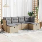 vidaXL 6-delige Loungeset met kussens poly rattan beige, 6 zitplaatsen, Nieuw, Loungeset, Verzenden