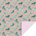 2 Kleine rollen - Cadeaupapier 30 cm - Roller Skates Nude, Nieuw