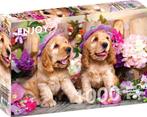 Spaniel Puppies with Flower Hats Puzzel (1000 stukjes) |, Hobby en Vrije tijd, Denksport en Puzzels, Nieuw, Verzenden