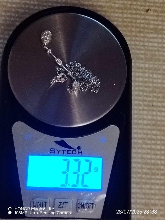 Ketting met hanger - 18 karaat Witgoud Diamant (Natuurlijk), Sieraden, Tassen en Uiterlijk, Antieke sieraden