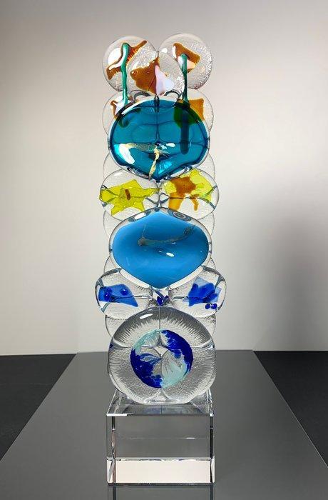 Maxence Parot - Vaas - Unieke kleuren en goud sculpture,, Antiek en Kunst, Antiek | Glas en Kristal