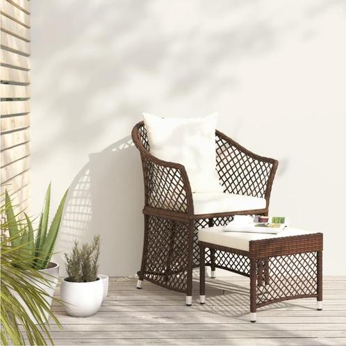 vidaXL 2-delige Loungeset met kussens poly rattan bruin, Tuin en Terras, Tuinsets en Loungesets, Loungeset, Nieuw, 2 zitplaatsen