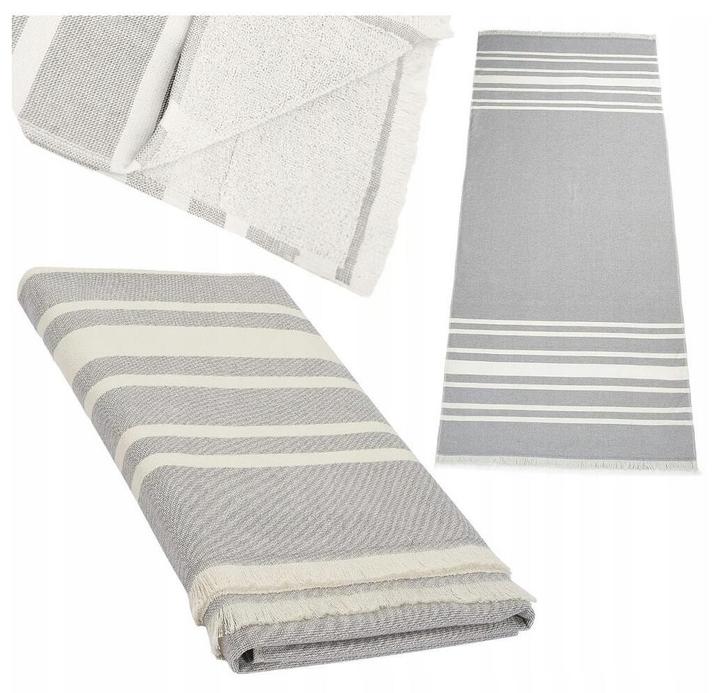 Hamamdoek lichtgrijs gestreept 180 x 80 cm 1 st..  new, Sport en Fitness, Gezondheidsproducten en Wellness, Nieuw, Ophalen of Verzenden