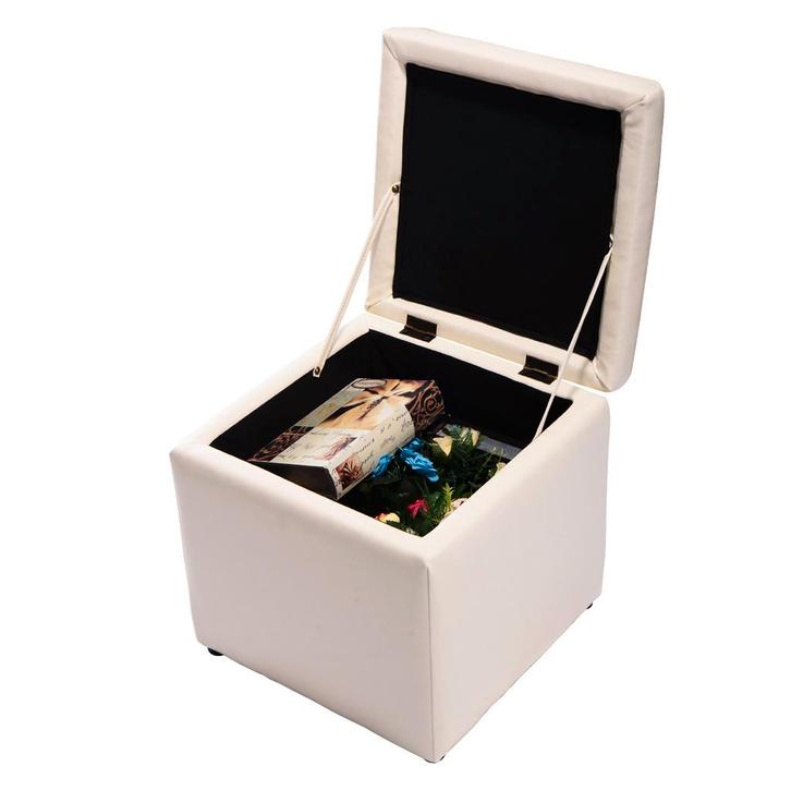 LIVSK Opbergpoef met Veiligheidsscharnieren - Gewatteerde Zi, Huis en Inrichting, Banken | Voetenbanken en Poefen, Nieuw, Verzenden