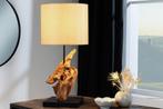 Drijfhout tafellamp HYPNOTIC 60cm natuurlijke linnen kap, Huis en Inrichting, Lampen | Tafellampen, Ophalen of Verzenden, Nieuw