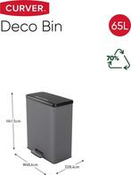 Curver Decobin Prullenbak - 65L - Rechthoekig - Cool Grey, Huis en Inrichting, Woonaccessoires | Prullenbakken, Verzenden, Zo goed als nieuw