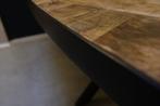 Mangohouten eetkamertafel / vergadertafel visgraat ovaal,, Ophalen of Verzenden, Nieuw in verpakking, Bureau
