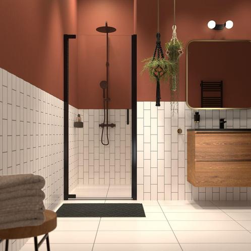 Draaideur in nis helder veiligheidsglas met antikalklaag, Doe-het-zelf en Verbouw, Sanitair, Douche, Nieuw, Ophalen of Verzenden