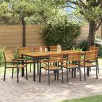 vidaXL 9-delige tuinset tafel en stoelen van massief, Verzenden, Nieuw, Metaal