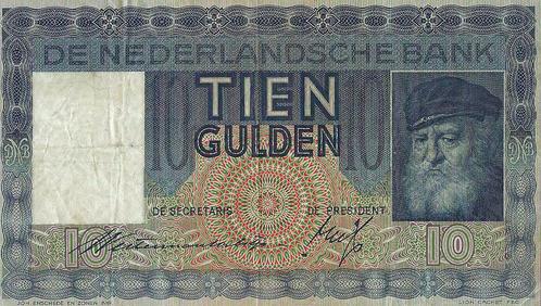 Bankbiljet 10 gulden 1933 De Grijsaard Zeer Fraai, Postzegels en Munten, Bankbiljetten | Nederland, Verzenden