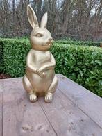 Beeld, fine statue of a gold rabbit - 54 cm - polyresin