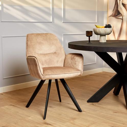 Eetkamerstoel Nova | Beige | Met armleuning, Huis en Inrichting, Stoelen, Nieuw, Ophalen of Verzenden