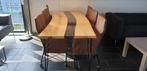 Boomstam eettafel Savu met epoxy blad, Ophalen of Verzenden, Nieuw, Rechthoekig, Metaal