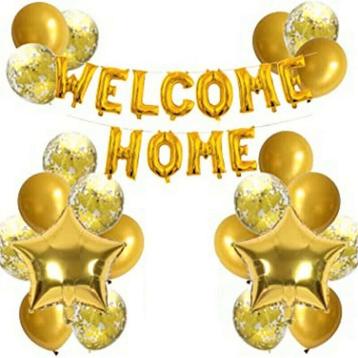 Luxe ballonset Welcome Home goud beschikbaar voor biedingen