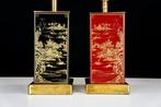 Tafellamp (2) - Chinoiserie met een geëtst décor - jaren, Antiek en Kunst